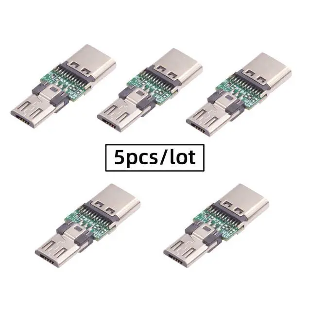 Alt view image 3 of 7 - 5pcs/lot 5Pin 480Mbps Micro USB 2.0 Male Connector to Type-C USB-C Female 5V Power Data PCBA Adapter for Tablet Phone Laptop