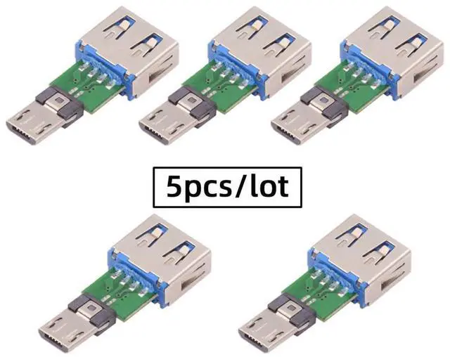 Alt view image 3 of 7 - 5pcs/lot 480Mbps 5Pin Male Connector Micro USB 2.0 to USB Type-A Female OTG Data PCBA Adapter for Tablet Phone