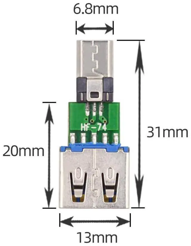 Alt view image 7 of 7 - 5pcs/lot 480Mbps 5Pin Male Connector Micro USB 2.0 to USB Type-A Female OTG Data PCBA Adapter for Tablet Phone