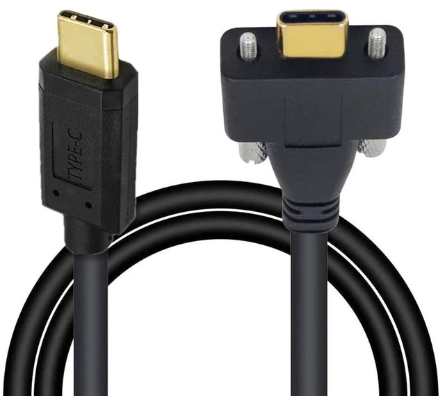 Main image of xiwai USB 3.1 Extension Cable Type-C Male to Panel Mount USB-C Dual Thumbscrew Locking 10Gbps Data Cord for Hard Drive Monitor 1.0m