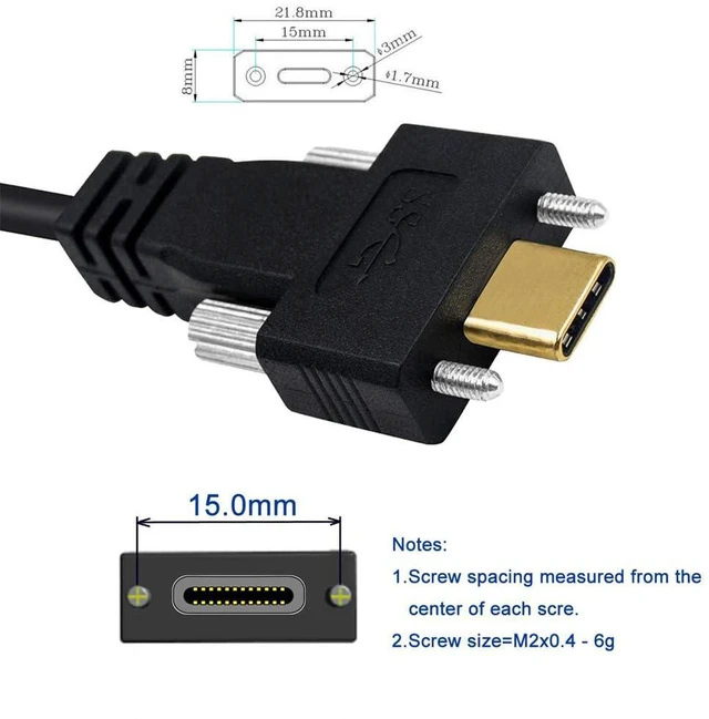 Alt view image 2 of 7 - xiwai USB 3.1 Extension Cable Type-C Male to Panel Mount USB-C Dual Thumbscrew Locking 10Gbps Data Cord for Hard Drive Monitor 1.0m