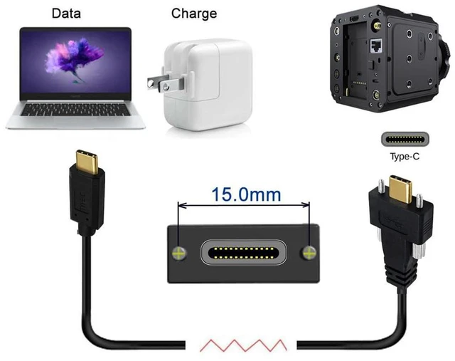 Alt view image 3 of 7 - xiwai USB 3.1 Extension Cable Type-C Male to Panel Mount USB-C Dual Thumbscrew Locking 10Gbps Data Cord for Hard Drive Monitor 1.0m