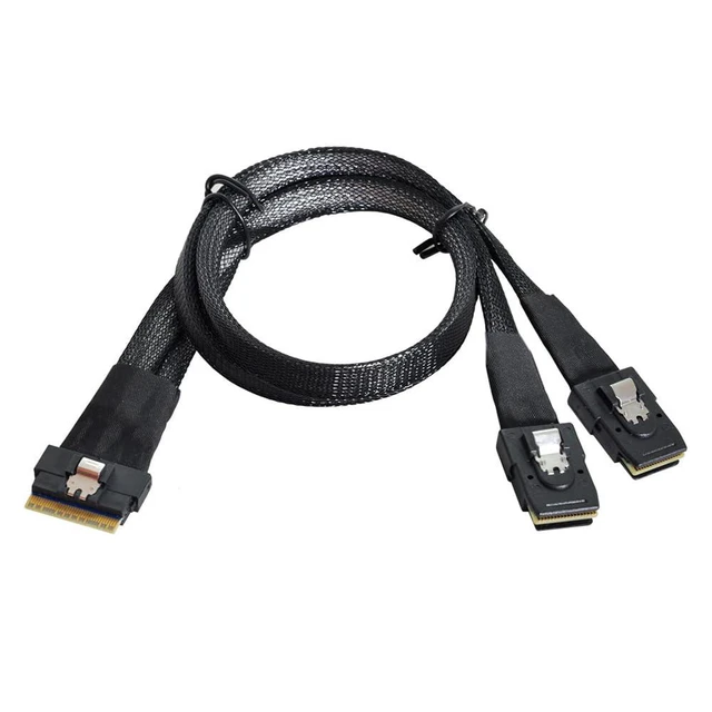 Alt view image 5 of 7 - xiwai PCI-E Ultraport Slimline SAS Slim 4.0 SFF-8654 8i 74pin to Dual SFF-8087 Mini SAS Cable PCI-Express