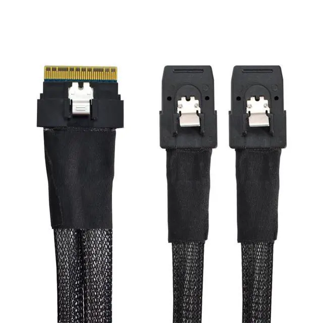 Alt view image 7 of 7 - xiwai PCI-E Ultraport Slimline SAS Slim 4.0 SFF-8654 8i 74pin to Dual SFF-8087 Mini SAS Cable PCI-Express