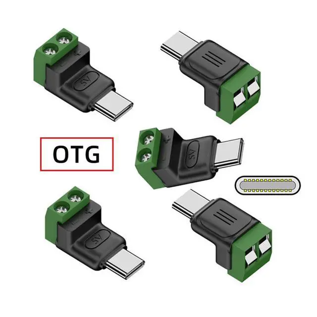 Alt view image 4 of 7 - 5pcs/Set DIY OEM Repair Solderless Connector Type-C Male Plug Connector OTG Pinout to 2Pin Terminal Output DIY OEM DC 5V Power
