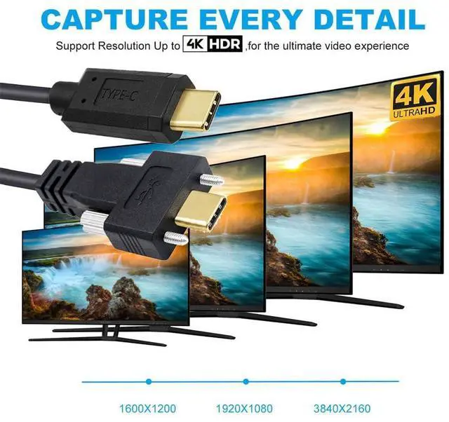 Alt view image 4 of 7 - 10Gbps USB 3.1 Type-C Male to Dual Locking Thumbscrew USB-C Data 4K Cable Panel Mount Type 1M