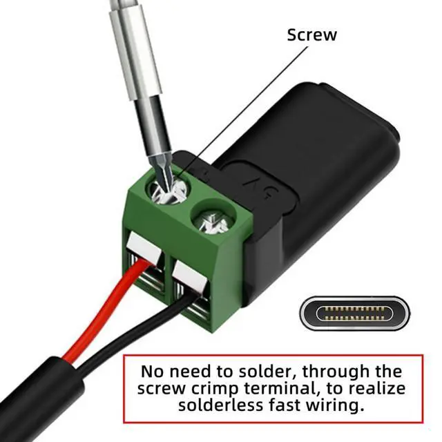 Alt view image 4 of 7 - 5pcs/Set DIY OEM Repair Solderless Connector Type-C Female Socket OTG Connector to 2Pin Terminal Output DIY OEM DC 5V Power