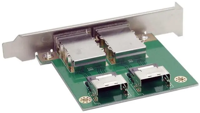 Alt view image 3 of 7 - Xiwai Dual Ports Mini SAS SFF-8088 to SAS 36Pin SFF-8087 PCBA Female Adapter with PCI Bracket