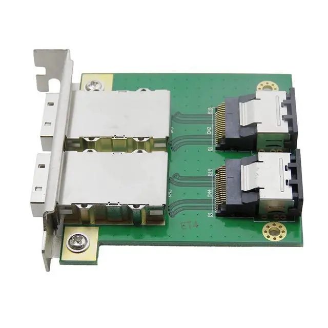 Alt view image 5 of 7 - Xiwai Dual Ports Mini SAS SFF-8088 to SAS 36Pin SFF-8087 PCBA Female Adapter with PCI Bracket