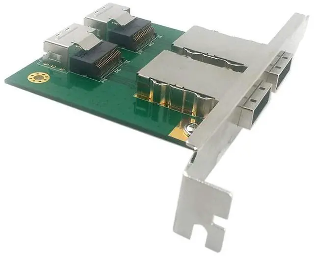 Alt view image 7 of 7 - Xiwai Dual Ports Mini SAS SFF-8088 to SAS 36Pin SFF-8087 PCBA Female Adapter with PCI Bracket