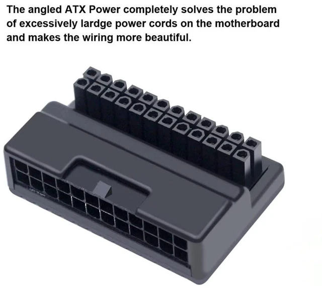 Alt view image 5 of 7 - Xiwai Overmold ATX 24pin Male 90 Degree to 24Pin Female Power Adapter Mainboard Motherboard for Desktops PC Supply