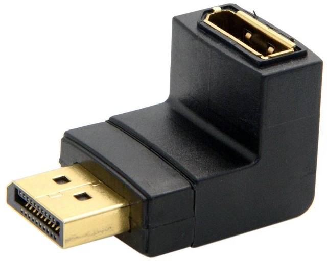 Alt view image 5 of 7 - CY DP DisplayPort Male 90 Degree Up Angled to Female Extension Adapter Converter Black 4K