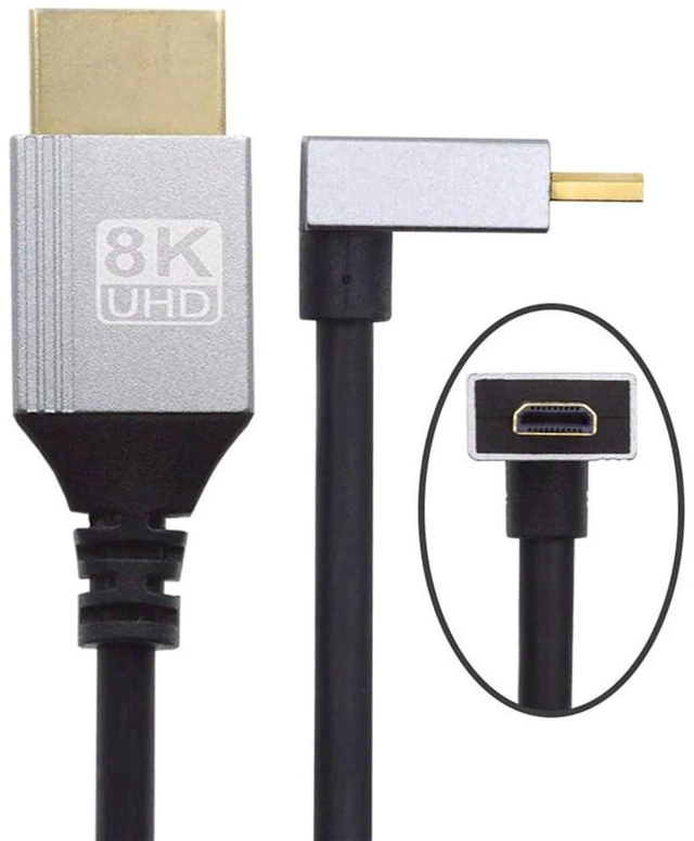 Main image of xiwai Up Angled HDTV 90 Degree Micro HDMI 2.1 Ultra Thin Cable 8K 4K Hyper Super Flexible Slim Cord Type-A to Type-D for Camera Monitor, 0.5m/1.5ft