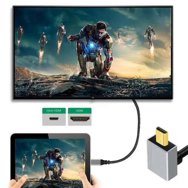 Alt view image 3 of 7 - 8K 4K Ultra Thin Micro HDMI 2.1 HDTV Cable Hyper Super Flexible Slim Cord Type-A to Type-D Up Angled for Camera HDTV 50cm