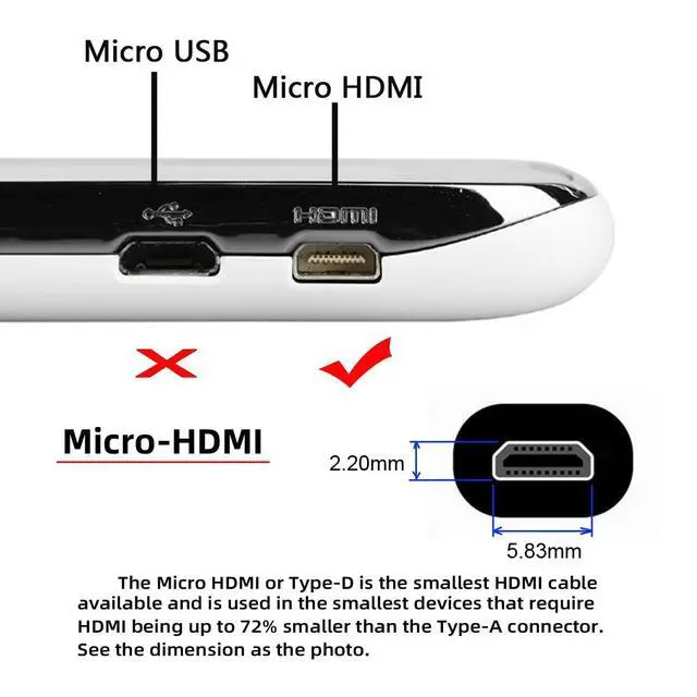 Alt view image 6 of 7 - 8K 4K Micro HDMI 2.1 Ultra Thin HDTV Hyper Super Flexible Slim Cord Type-A to Type-D Cable for Camera HDTV 100CM