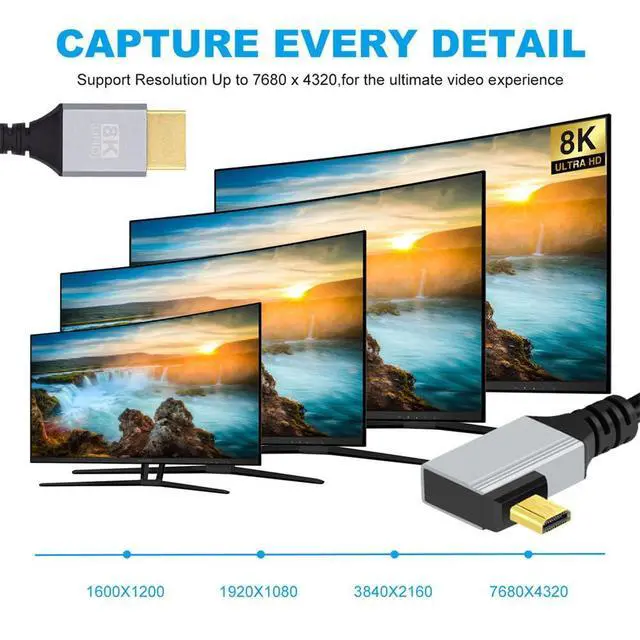 Alt view image 4 of 7 - 8K 4K Ultra Thin Micro HDMI 2.1 HDTV Cable Hyper Super Flexible Slim Cord Type-A to Type-D Right Angled for Camera HDTV 50cm