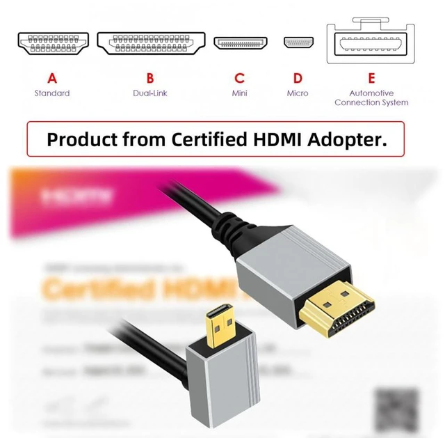 Alt view image 2 of 7 - xiwai Down Angled HDTV 90 Degree Micro HDMI 2.1 Ultra Thin Cable 8K 4K Hyper Super Flexible Slim Cord Type-A to Type-D for Camera Monitor, 0.5m/1.5ft