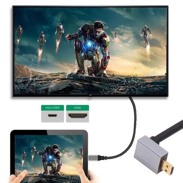 Alt view image 3 of 7 - 8K 4K Ultra Thin Micro HDMI 2.1 HDTV Cable Hyper Super Flexible Slim Cord Type-A to Type-D Down Angled for Camera HDTV 50cm