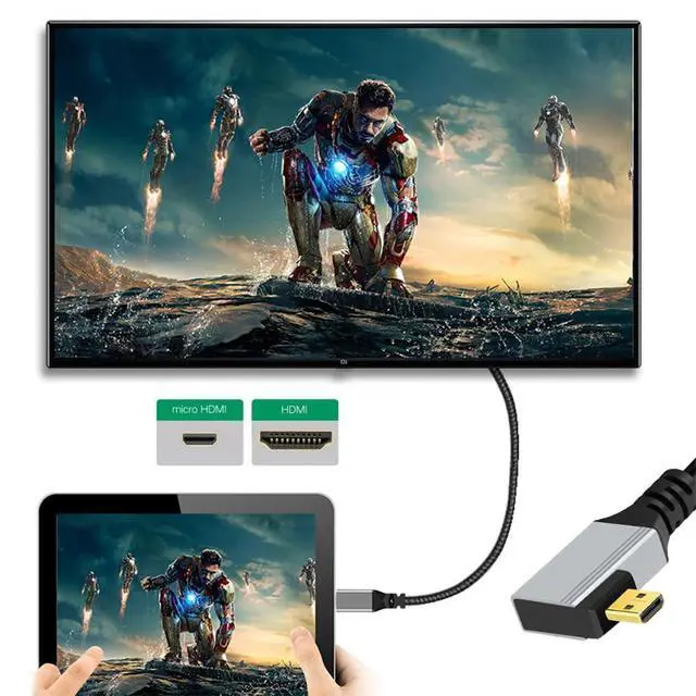 Alt view image 4 of 7 - 8K 4K Ultra Thin Micro HDMI 2.1 HDTV Cable Hyper Super Flexible Slim Cord Type-A to Type-D Left Angled for Camera HDTV 50cm