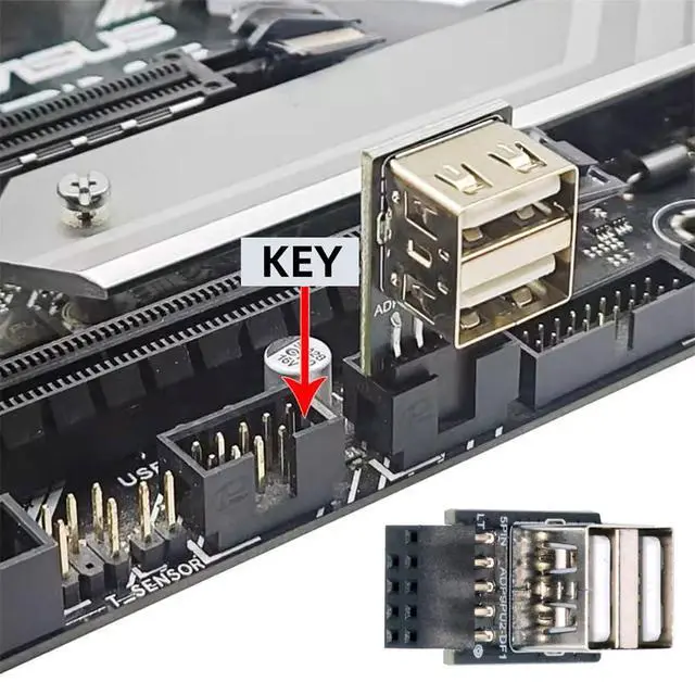 Alt view image 3 of 7 - xiwai 2pcs/lot 9Pin 10Pin Header Motherboard Internal to Dual USB 2.0 Female Adapter Converter Horizontal Type High Speed 480 Mbps for Laptops, Tablets