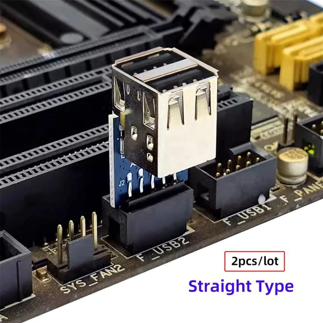 Alt view image 7 of 7 - xiwai 2pcs 9Pin/10Pin Motherboard Female Header to Dual USB 2.0 Female Adapter Vertical Type