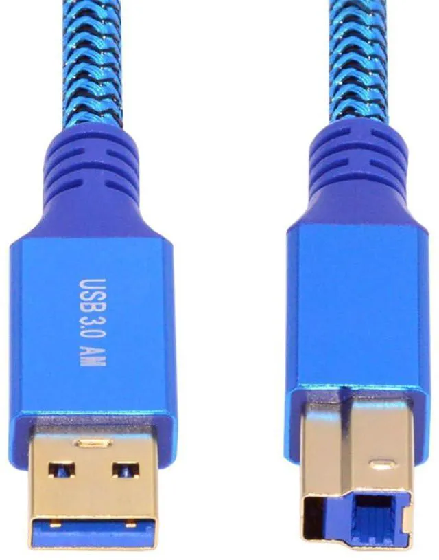 Main image of xiwai 5Gbps USB 3.0 Type-A Male to USB3.0 Type-B Male Extension Braided Cable Sleeve Blue for Disk SSD Camera Data 0.3m