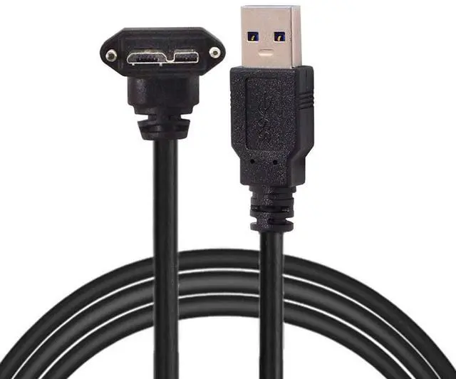 Main image of 1.2m 90 Degree Up Angled Micro USB Screw Mount to 3.0 Data Cable for Industrial Camera