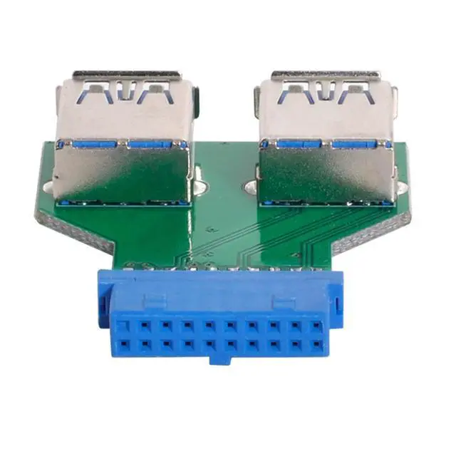 Alt view image 2 of 6 - xiwai Dual USB 3.0 A Type Female to Motherboard 20/19 Pin Box Header Slot Adapter PCBA