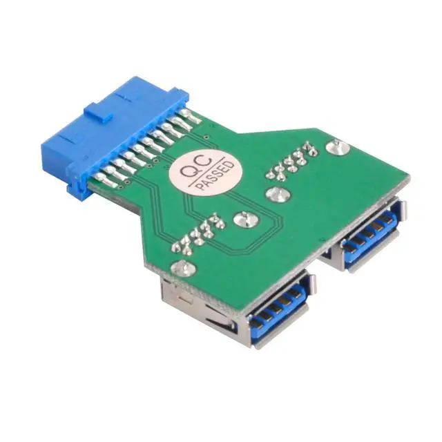 Alt view image 4 of 6 - xiwai Dual USB 3.0 A Type Female to Motherboard 20/19 Pin Box Header Slot Adapter PCBA