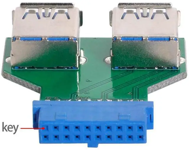 Alt view image 5 of 6 - xiwai Dual USB 3.0 A Type Female to Motherboard 20/19 Pin Box Header Slot Adapter PCBA