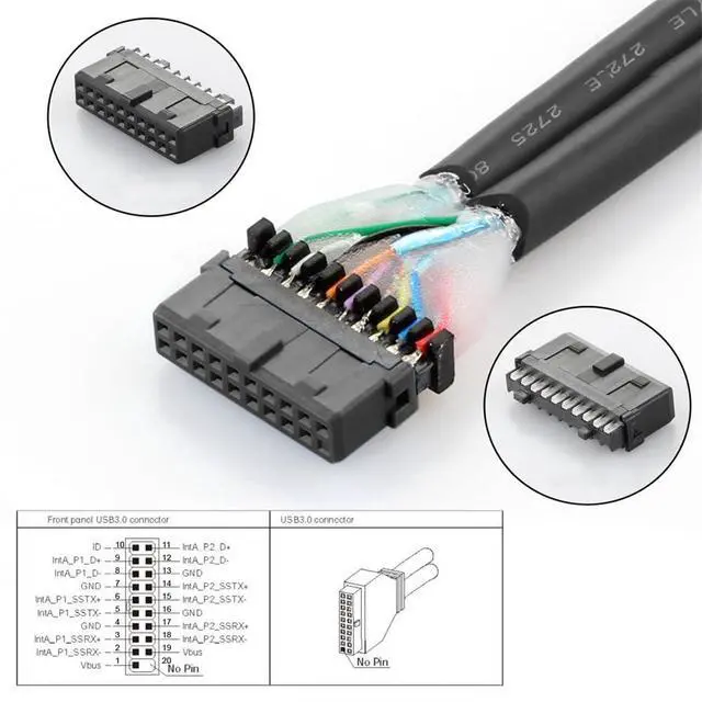 Alt view image 5 of 7 - xiwai Dual Side USB 3.0 A Type Female to Motherboard 20Pin 19 Pin Box Header Slot Adapter PCBA with LED