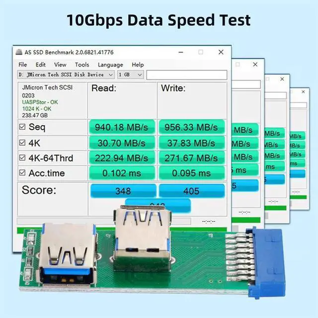 Alt view image 6 of 7 - xiwai Dual Side USB 3.0 A Type Female to Motherboard 20Pin 19 Pin Box Header Slot Adapter PCBA with LED
