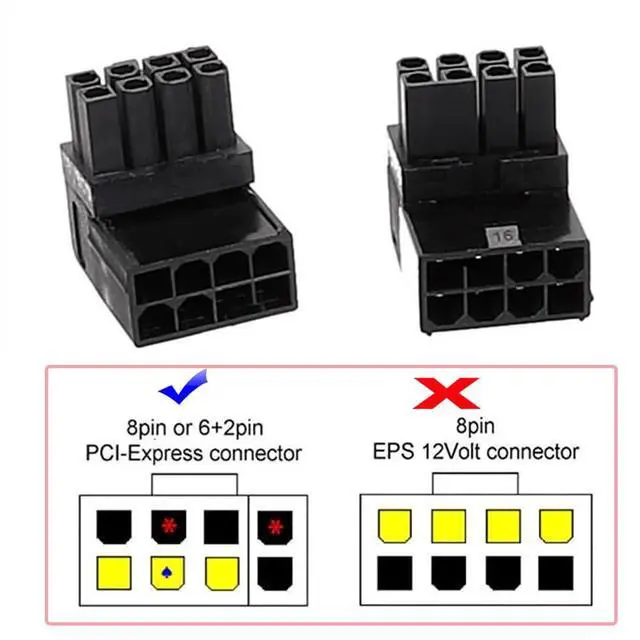 Alt view image 4 of 7 - 2pcs/lot 90 Degree Up Down Angled ATX 8P Male to Female Power Header Adapter for GPU Graphics Card