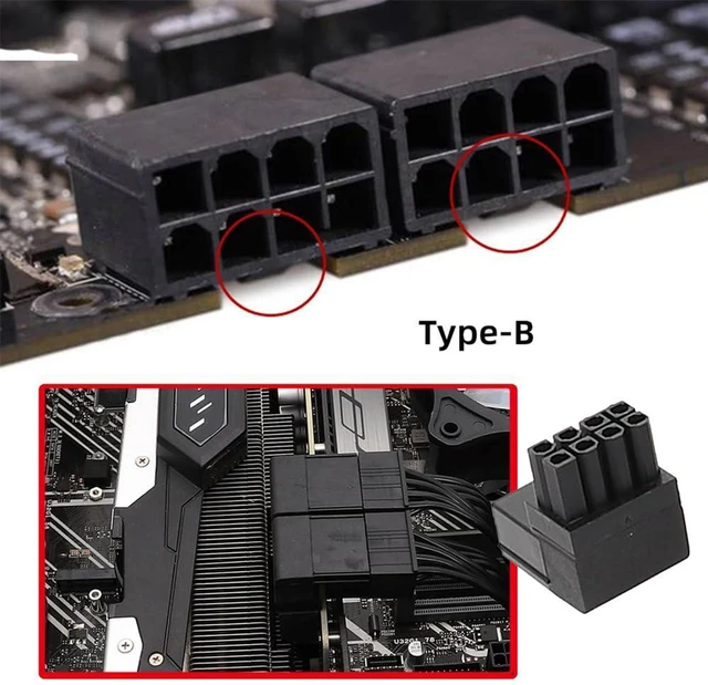 Alt view image 7 of 7 - xiwai 2 Pack ATX 8P Connector Male to Female Power Header Adapter Up Down Angled 90 Degree for GPU Graphics Card