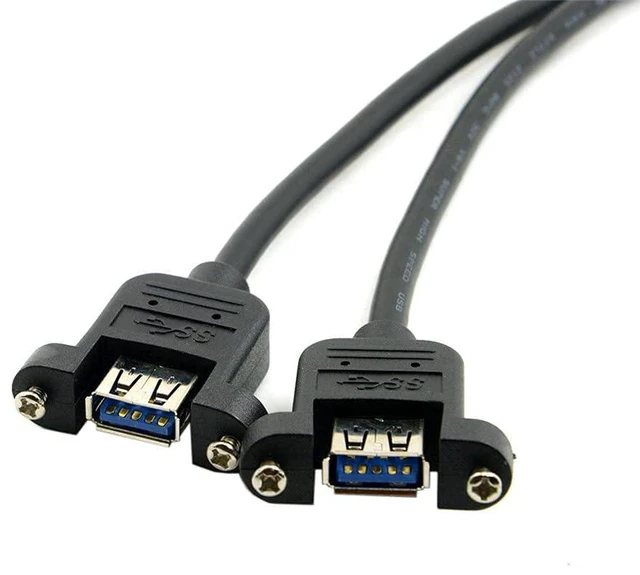 Alt view image 7 of 7 - xiwai USB 3.0 Dual Ports A Female Screw Mount Type to Motherboard 20pin Header Cable Black