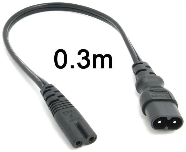 Alt view image 2 of 6 - Chenyang IEC 60320 C8 Plug to C7 Receptacle Male to Female Extension Power Supply Main Adapter Cable 30cm