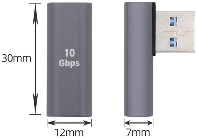 Alt view image 2 of 7 - xiwai Low Profile 90 Degree Left Angled USB-C Type C Female to USB 3.0 A Male Data Adapter for Laptop Desktop