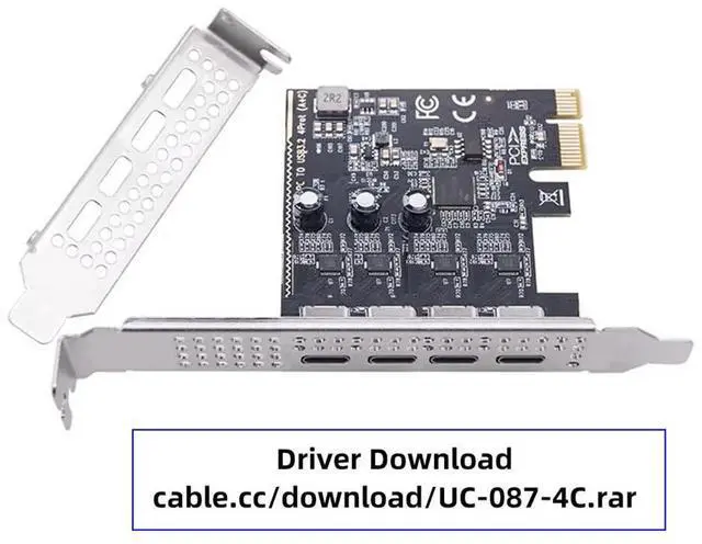 Alt view image 2 of 7 - Xiwai USB3.1 Gen1 5Gbps Type-C Four Ports USB-C Female to PCI-E Express 1x Card Adapter uPD720201 with Low Profile Bracket Compatible with PCIe x1 to x16 Slot