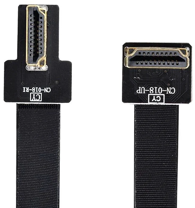 Alt view image 2 of 7 - xiwai 10CM CYFPV Dual 90 Degree Right-Up Angled HDMI Type A Male to Male HDTV FPC Flat Cable for FPV HDTV Multicopter Aerial Photography