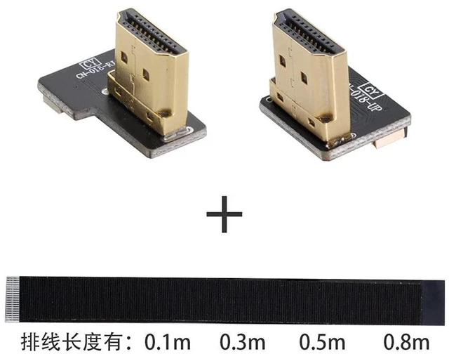 Alt view image 6 of 7 - xiwai 10CM CYFPV Dual 90 Degree Right-Up Angled HDMI Type A Male to Male HDTV FPC Flat Cable for FPV HDTV Multicopter Aerial Photography