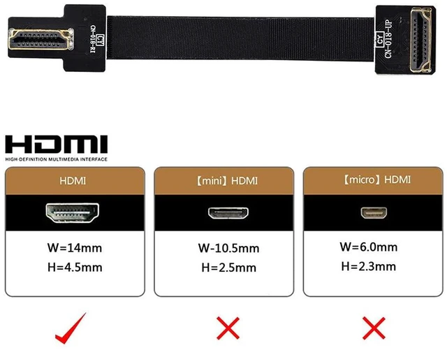 Alt view image 7 of 7 - xiwai 10CM CYFPV Dual 90 Degree Right-Up Angled HDMI Type A Male to Male HDTV FPC Flat Cable for FPV HDTV Multicopter Aerial Photography