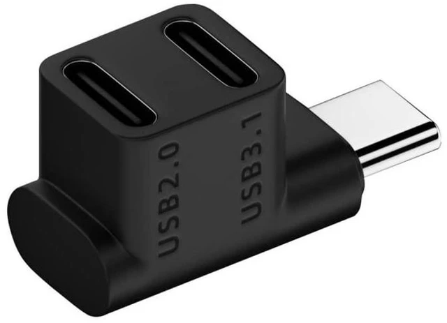 Main image of xiwai USB3.1 Type C Male to Dual Female Power Data Splitter Adapter Up Angled Compatible with Steam Deck Laptop 10Gbps