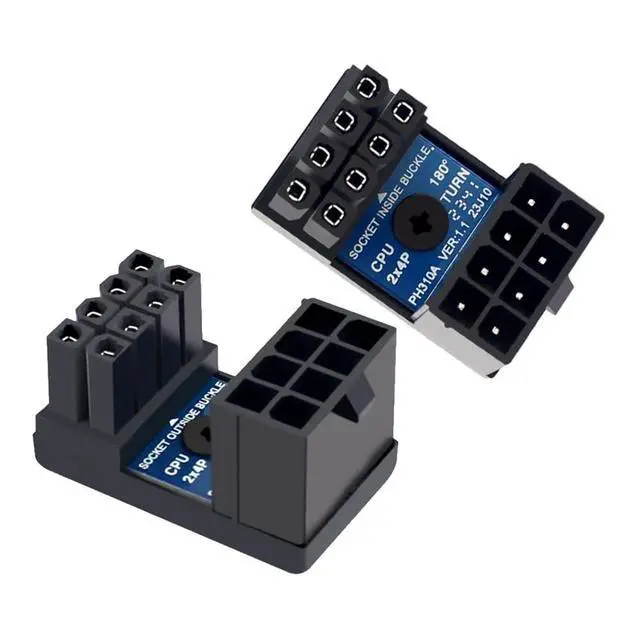 Alt view image 7 of 7 - 2pcs/lot 360 Degree Up Down Angled EPS 8P ATX Male to Female Power Header Adapter for CPU 12V