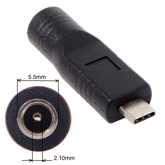 Alt view image 7 of 7 - DC Jack Input to USB-C Type-C Power Plug Charge Adapter for Laptop Phone (5.5 * 2.1mm)