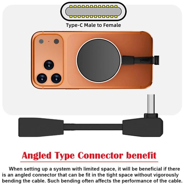 Alt view image 6 of 7 - xiwai USB5.0 80Gbps Up Angled 90 Degree Flat Slim FPC Male to Female Extension Cable Short 240W 16K 8K 60Hz 5K Compatible with 40Gbps USB4.0 Thunderbolt3/4/5