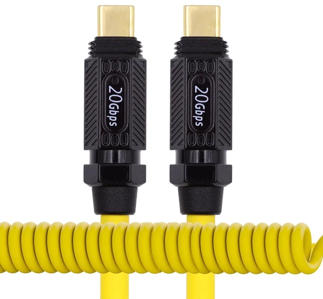 Main image of xiwai Stretch Coiled Silicone 140W USB-C USB4 Cable 20Gbps 8K Type-C Male to Male Cable Power & Data for Gaming Keyboard Mouse 1.8m/6ft