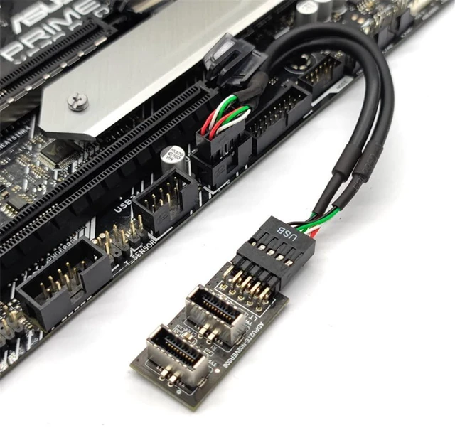Alt view image 5 of 7 - xiwai Dual USB 3.1 Front Panel Socket Key-A Type-E to USB 2.0 9Pin 10Pin Mainboard Header Male Cable Extension Adapter