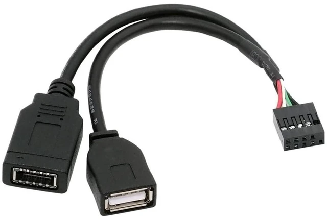 Main image of xiwai Dual Port Type-A & USB 3.1 Front Panel Socket Key-A Type-E to USB 2.0 9Pin 10Pin Male Mainboard Header Extension Cable Mainboard Adapter Cord 15cm
