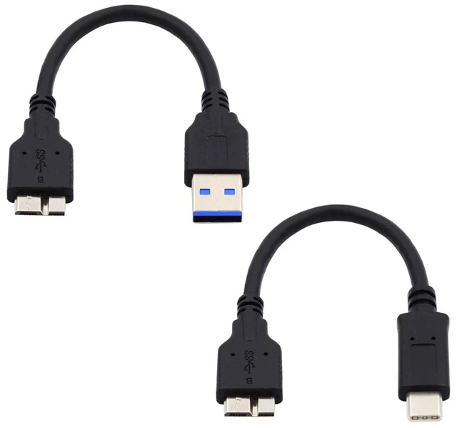 Main image of xiwai 2pcs/Set USB 3.1 USB-C Type-C to Micro 3.0 and USB 3.0 Type-A Male to Micro 3.0 B Male Disk SSD Data Cable 15cm
