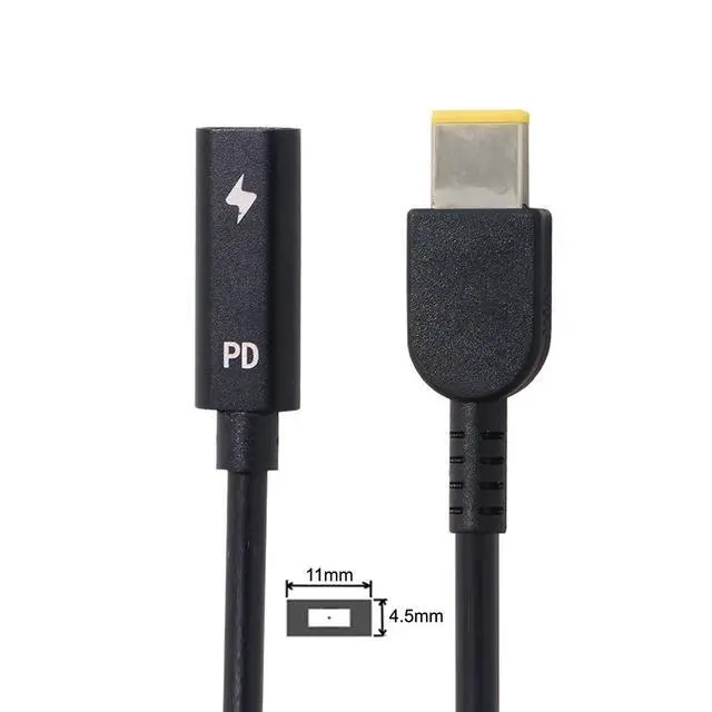Alt view image 5 of 5 - Type C USB-C to Rectangle 11.0x4.5mm Power Plug PD Emulator Trigger Charge Cable for ThinkPad X1 Carbon